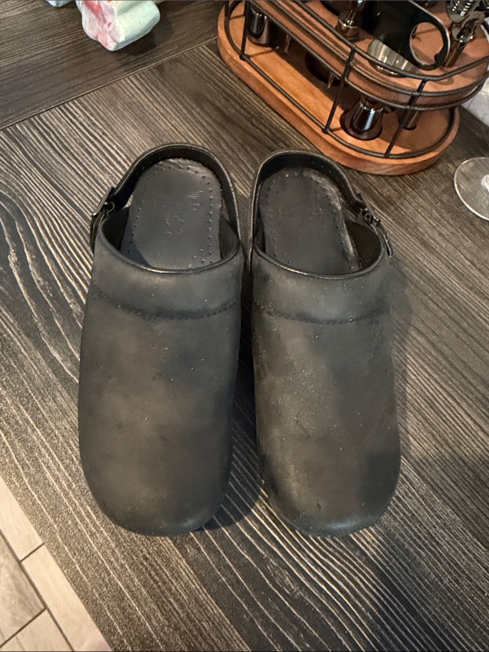 Dansko Black Slip-On Clogs with Adjustable Heel Strap